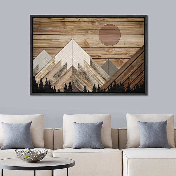 IDEA4WALL Framed Canvas Print Wall Art Sun Shines Over Snowy Mountain